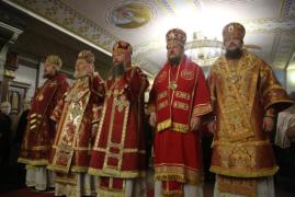 Архиереи Православной Церкви совершили праздничную литургию в Собор новомучеников и исповедников Церкви Русской в Храме на Крови