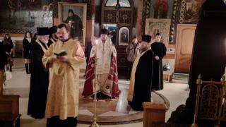 Всенощное бдение в канун праздника святого великомученика Димитрия Солунского на Сербском подворье в Москве