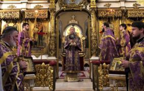 Божественная литургия в 4-ю Неделю Великого поста - преподобного Иоанна Лествичника на Сербском подворье в Москве